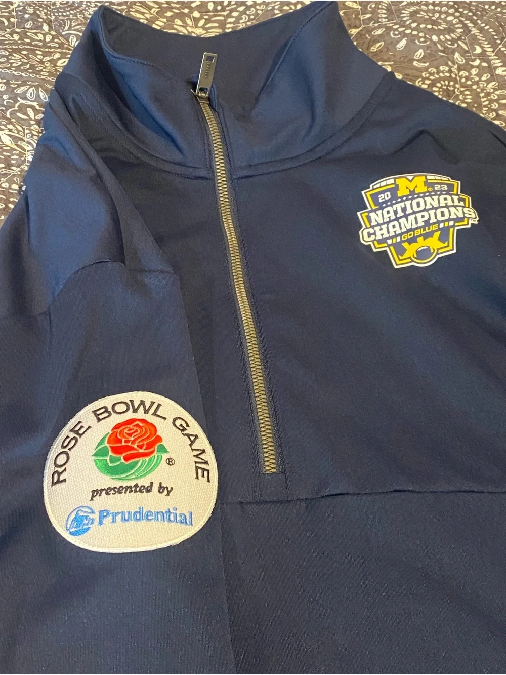 Jordan Navy Blue Michigan National Champions Quarter-Zip Jacket